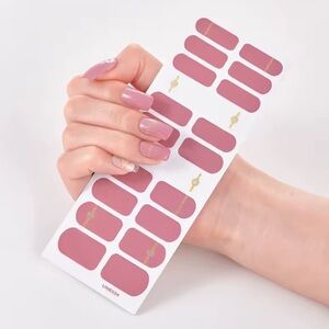 Pink & White Nails Stickers, Nail Wraps, Nails Stickers With Yellow Gold Accents